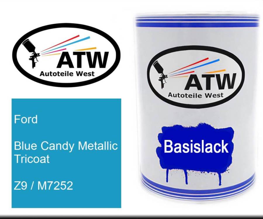 Ford, Blue Candy Metallic Tricoat, Z9 / M7252: 500ml Lackdose, von ATW Autoteile West.